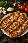 Kuşbaşılı Mantarlı Kaşarlı Pide